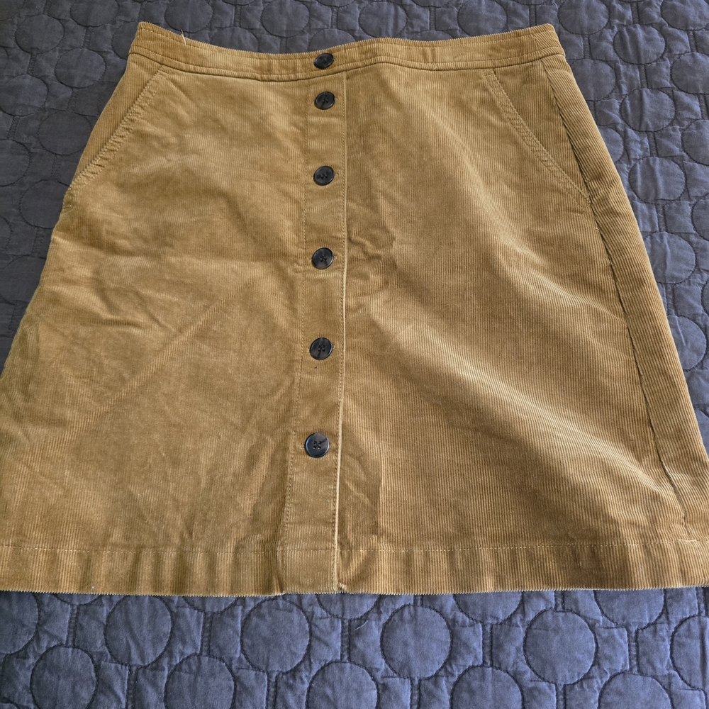 J. Crew Mustard Corduroy A-Line Skirt